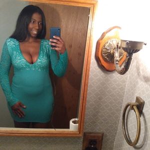 SEXY FUN!!! Free shipping ~  🥰 Sea Green Polyester Lace Evening Dress